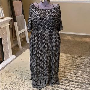 Black White Cold Shoulder Maxi Dress 1X XL